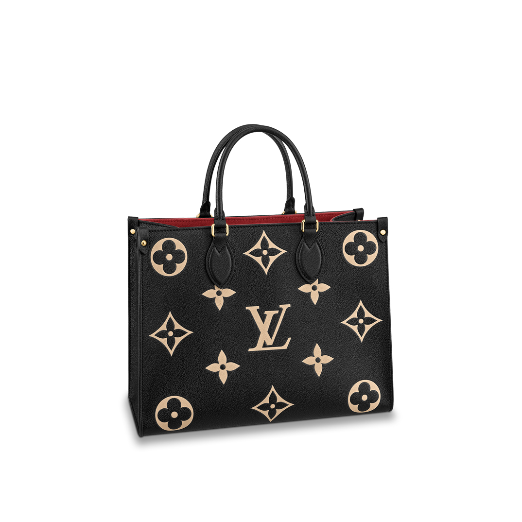 Louis Vuitton ONTHEGO MM Monogram Handbag M45495 Black/Beige